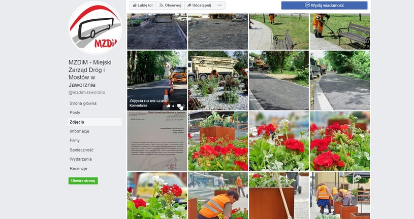 Facebookowa strona Zarządu Dróg i Mostów w Jaworznie wygląda jak strona zakładu miejskiej zieleni /Informacja prasowa