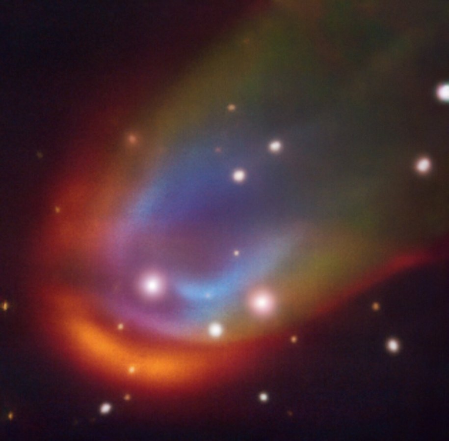 Fala uderzeniowa gwiazdy RXJ0528+2838 zarejestrowana z pomocą instrumentu MUSE teleskopu VLT /ESO/K. Iłkiewicz and S. Scaringi et al. /Materiały prasowe