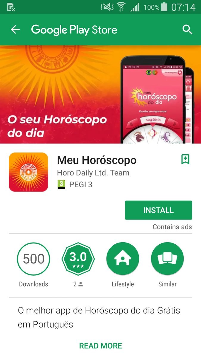 Fałszywa aplikacja Meu Horoscopo /materiały prasowe