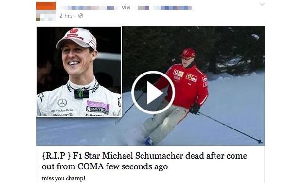 Fałszywa informacja o śmierci Schumachera to kolejne oszustwu /materiały prasowe