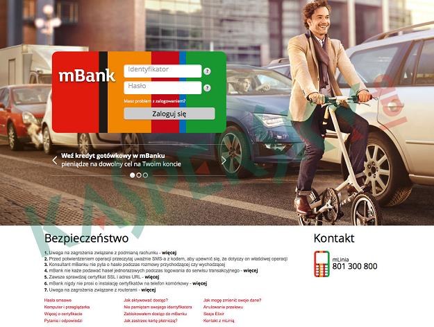 Fałszywa strona do logowania w serwisie mBanku; źródło: Kaspersky Lab Polska /