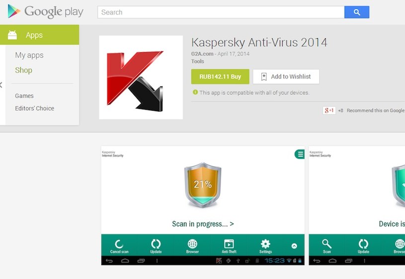 Fałszywy antywirus w sklepe Google Play. /materiały prasowe
