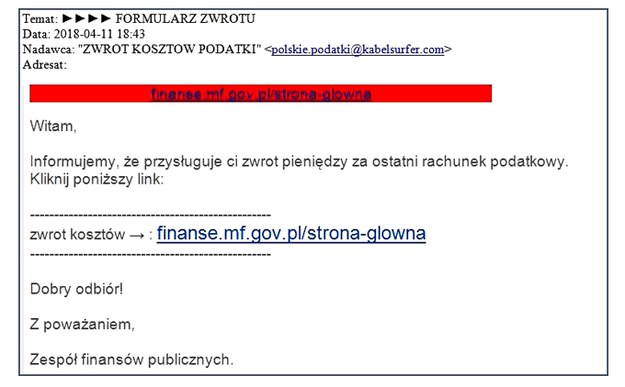 Fałszywy e-mail /Ministerstwo Finansów /