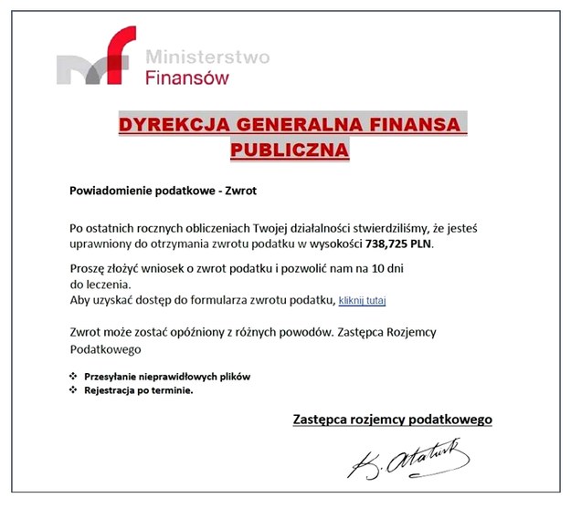 Fałszywy e-mail /Ministerstwo Finansów /