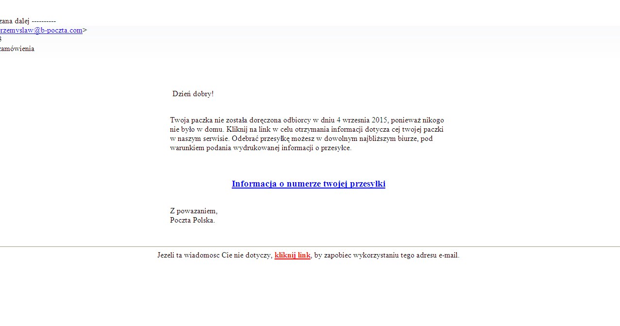 Fałszywy mail od osoby podszywajace się pod Pocztę Polską /materiały prasowe