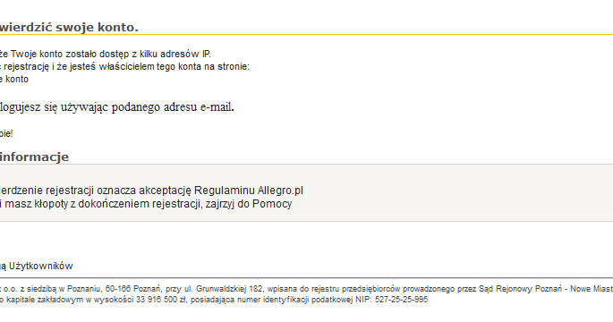 Fałszywy mail podszywający się pod wiadomość od Allegro /materiały prasowe