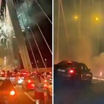 "Fani motoryzacji" zablokowali most we Wrocławiu. Płonący asfalt i fajerwerki