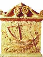Fenicka sztuka: płaskorzeźba przedstawiająca fenicki statek, II w. p.n.e. /Encyklopedia Internautica