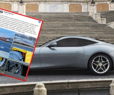 Ferrari Roma wypadło z drogi w Warszawie. Tak ratowano warte 1,3 mln zł auto