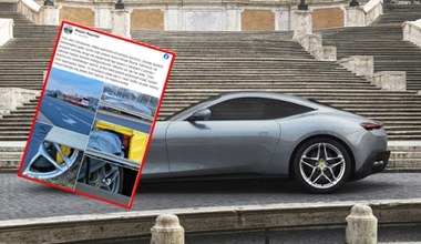 Ferrari Roma wypadło z drogi w Warszawie. Tak ratowano warte 1,3 mln zł auto