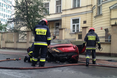 Ferrari spłonęło w Warszawie 