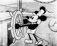 Film Stanów Zjednoczonych: Walt Disney, Myszka Miki w scenie z fimu  "Parowiec Willie" (Steamboat W /Encyklopedia Internautica
