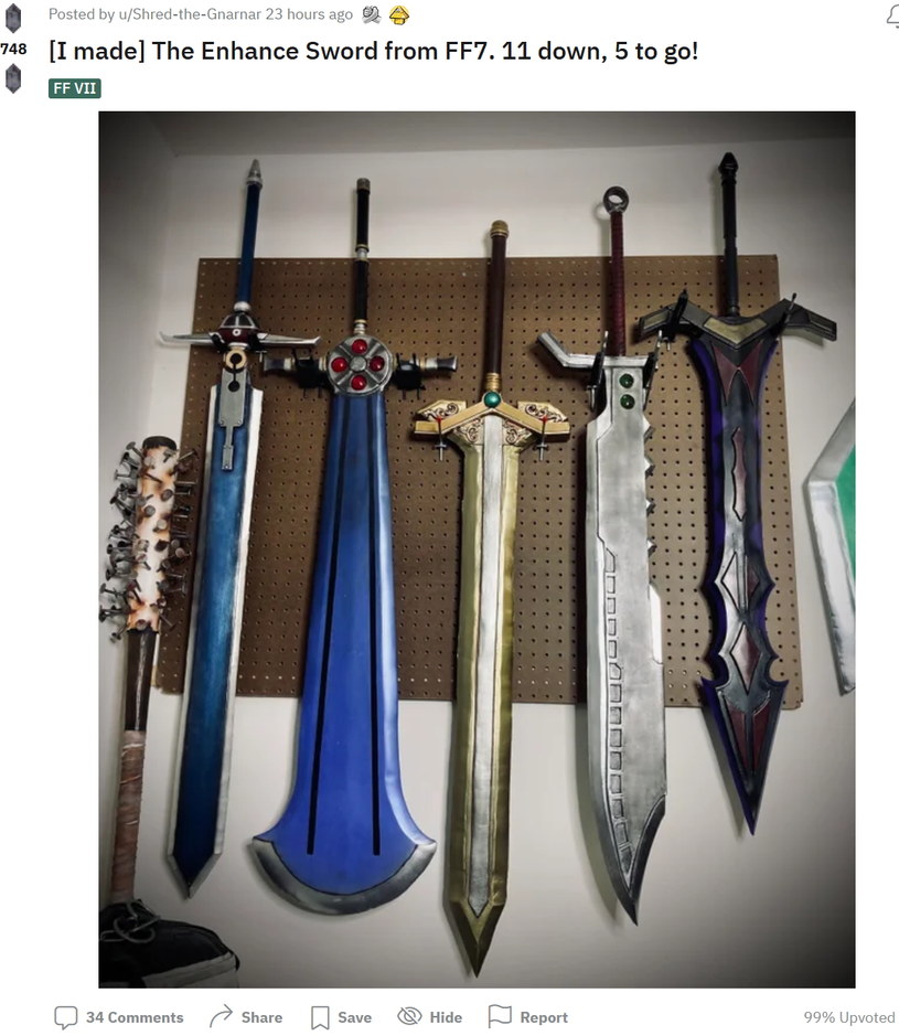 Final Fantasy VII - repliki mieczy wykonanych przez fana /Reddit /materiały źródłowe