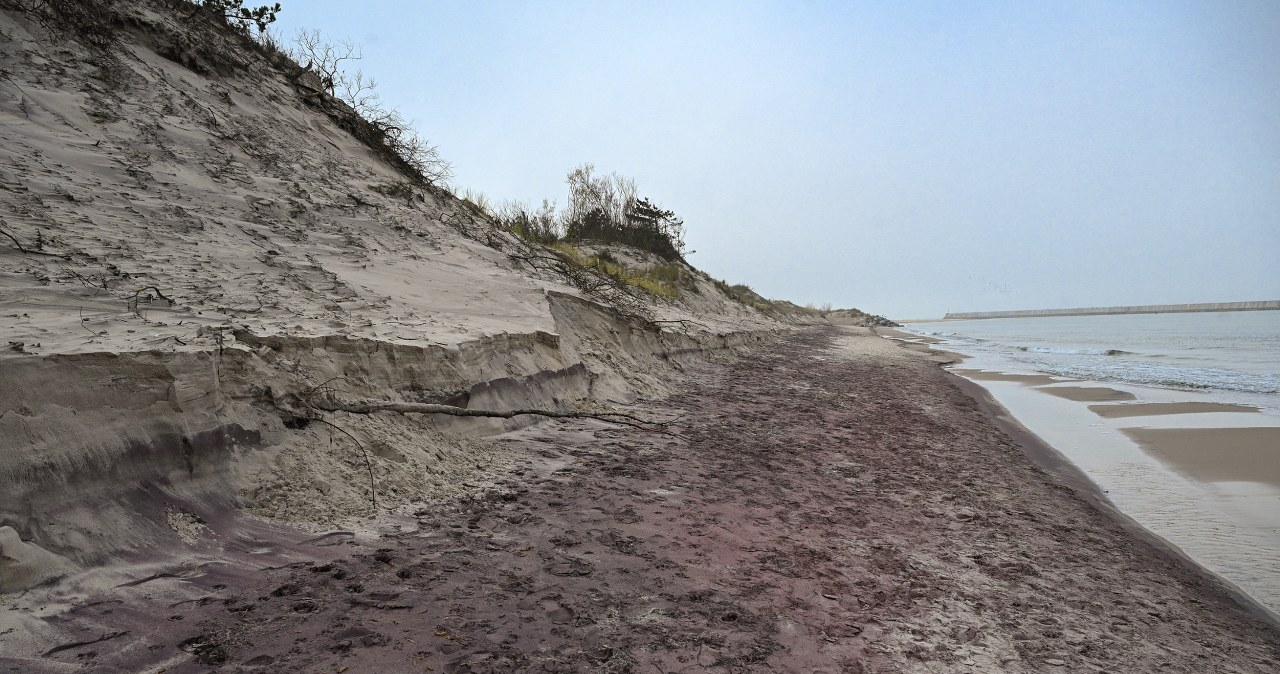 Fioletowy piasek na plaży w Mielnie 