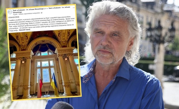 Flaga Ukrainy znika z fasady Teatru Słowackiego. "Robię to z bólem i wstydem"