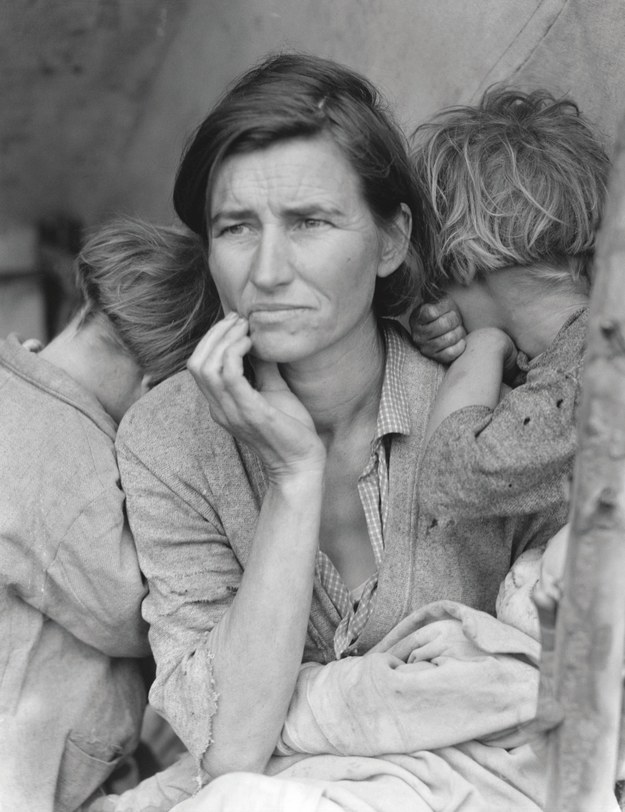 Florence Owen Thompson na zdj. pt. "Migrant Mother", 1936 r. /Dorothei Lange /