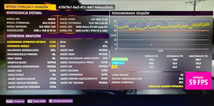 Forza Horizon 5 - test wydajności po podłączeniu laptopa do monitora o rozdzielczości 1440p /INTERIA.PL