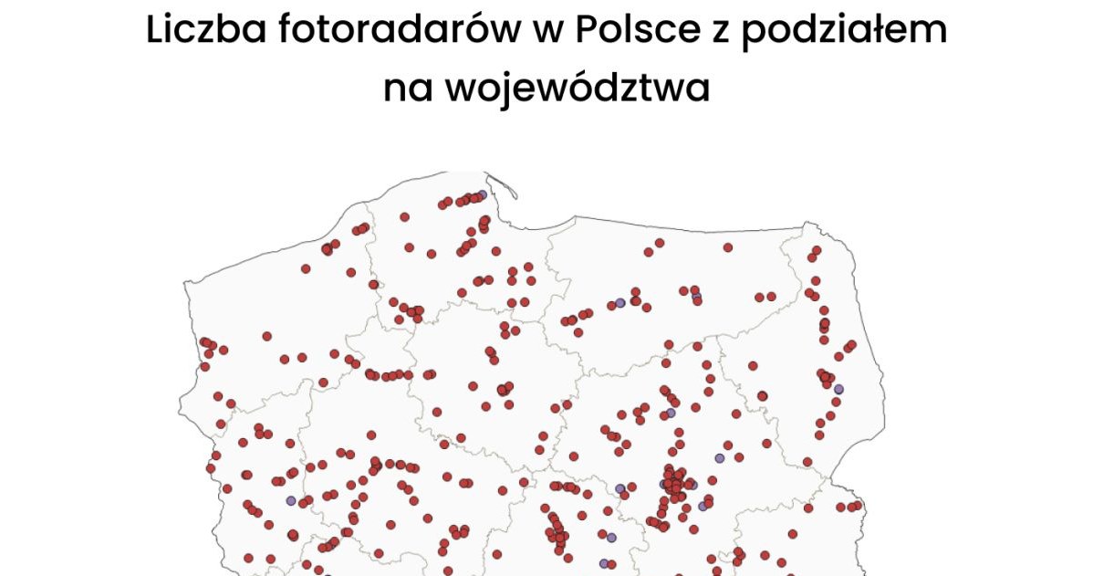 Fotoradary w Polsce w podziale na wójewództwa / fot. Yanosik /Informacja prasowa