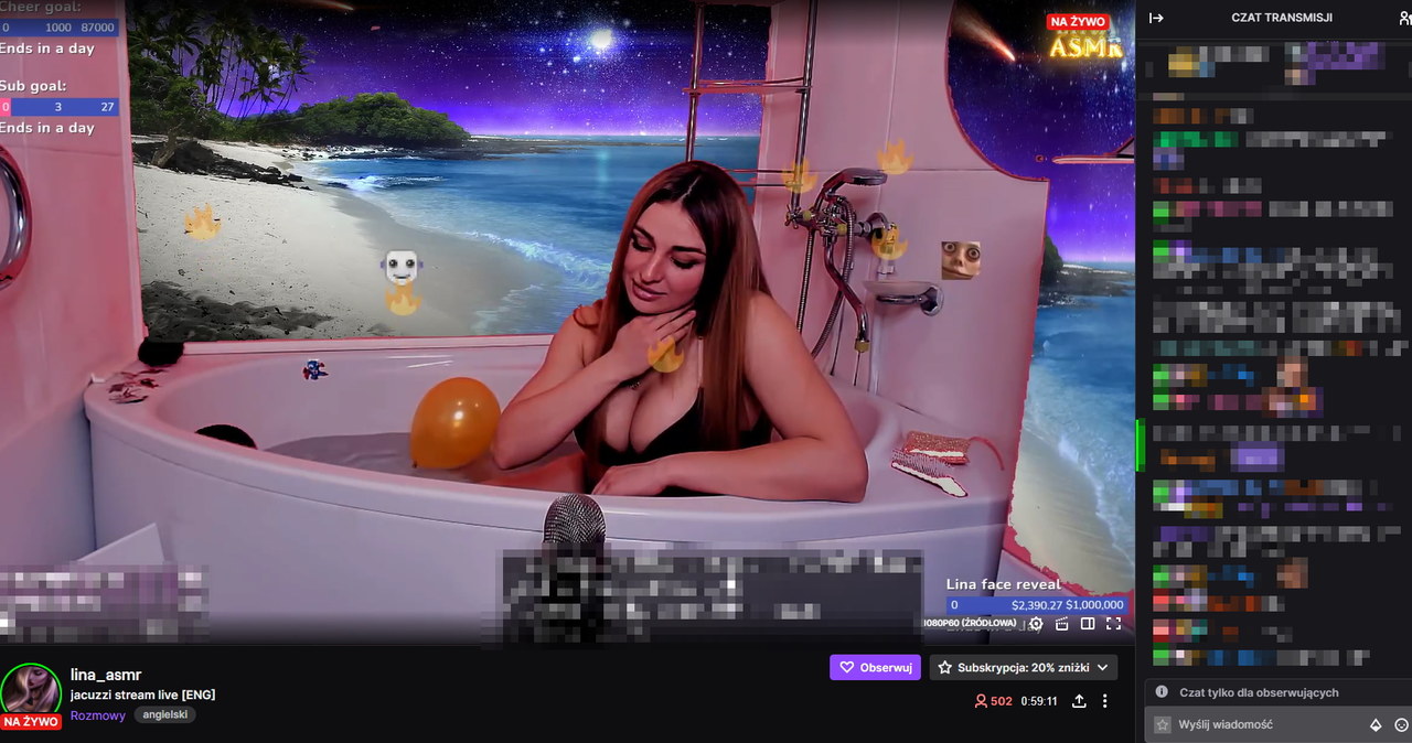 Fragment filmu streamowanego w serwisie Twitch.tv na profilu @lina_asmr /materiały źródłowe