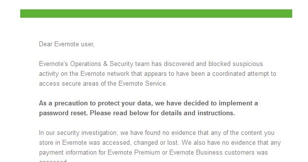 Fragment maila, jaki dostają użytkownicy serwisu Evernote /INTERIA.PL