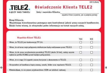 Fragment oficjalnego oświadczenia, jakie podpisują klienci Tele2 /INTERIA.PL
