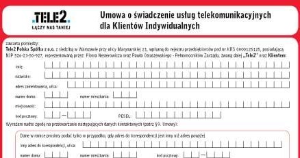 Fragment oficjalnej umowy, jaką podpisują klienci Tele2 /INTERIA.PL