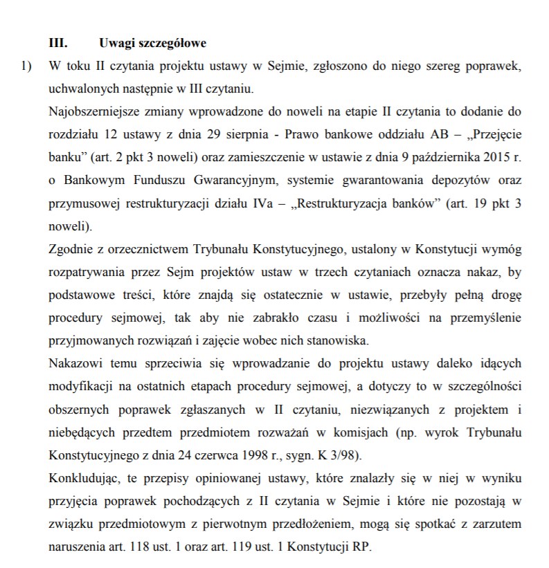 Fragment opinii Biura Legislacyjnego Senatu z 16.11 /zrzut ekranu /