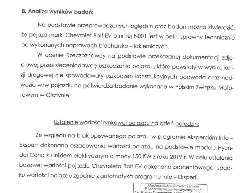 Fragment opinii rzeczoznawcy /Informacja prasowa