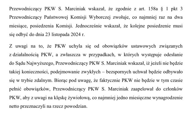 Fragment protokołu z posiedzenia PKW /