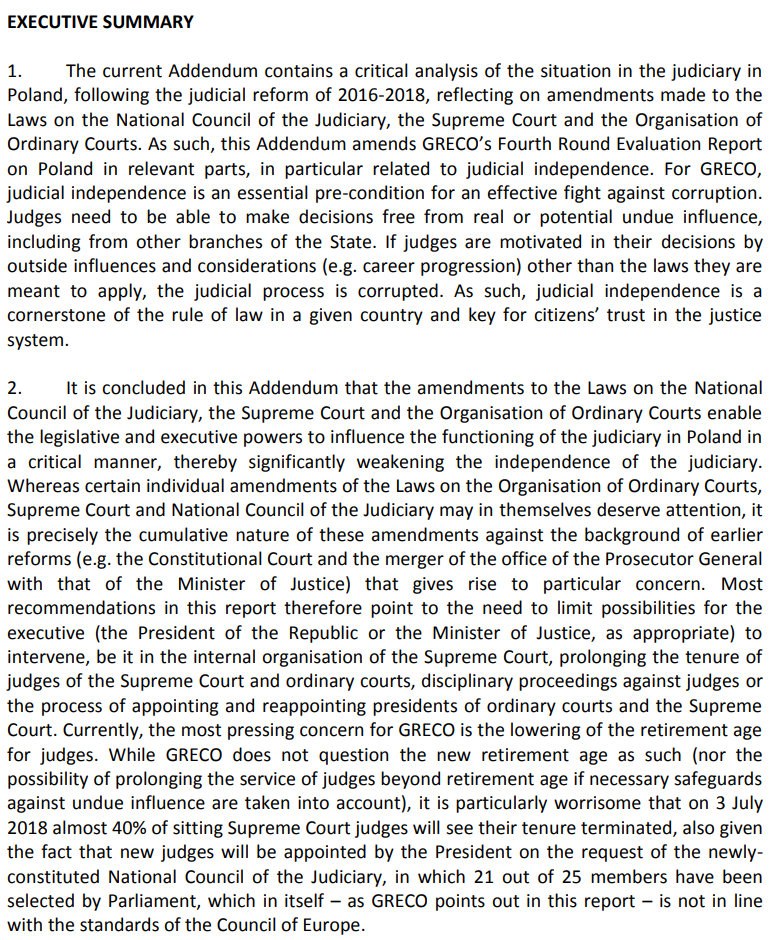 Fragment raportu GRECO /Zrzut ekranu