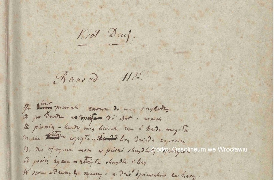 Fragment rękopisu "Król Duch. Rapsod I"; aut. Juliusz Słowacki /Ossolineum /Materiały prasowe