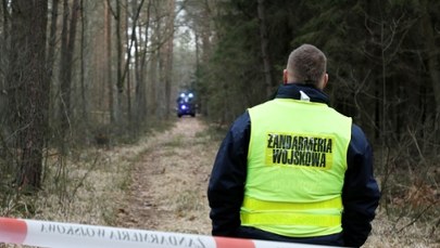 Fragment wojskowej maszyny w lesie. Pilny komunikat żandarmerii