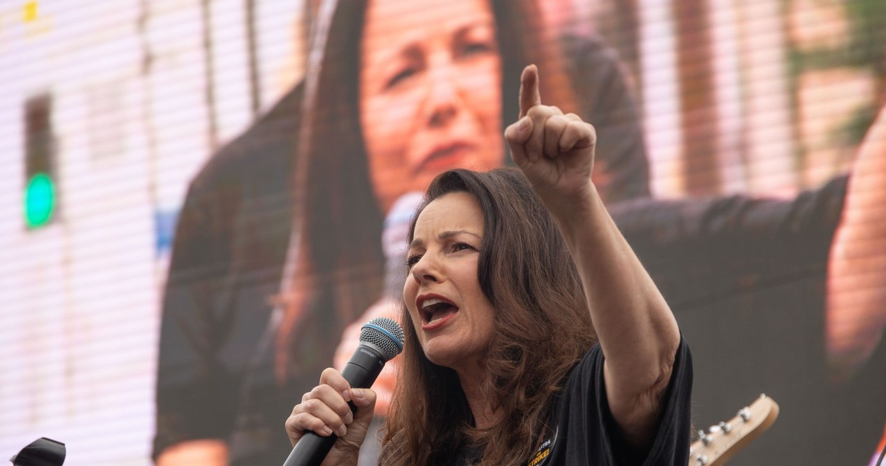 Fran Drescher podczas pikiety w Los Angelses 13 września 2023 roku /Momodu Mansaray / Contributor /Getty Images