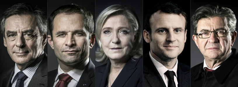 Francois Fillon, Benoit Hamon, Marine Le Pen, Emmanuel Macron, Jean-Luc Melenchon /AFP