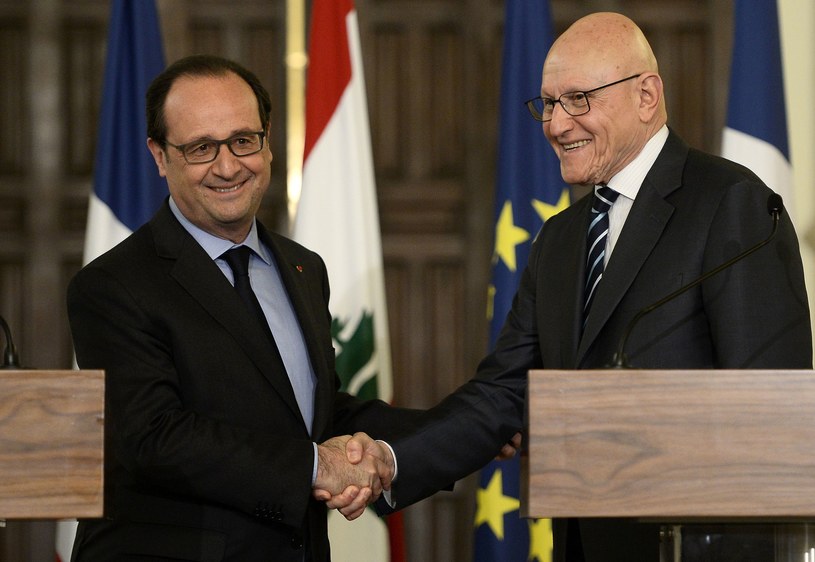 Francois Hollande z premierem Libanu Tammamem Salamem /AFP