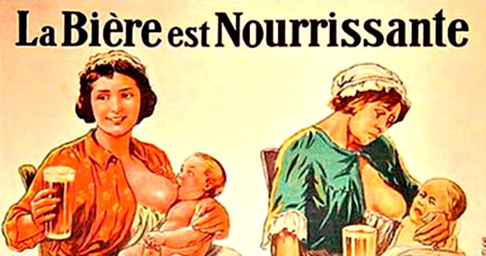 Francuski plakat, na którym możemy zobaczyć jakie są skutki niespożywania piwa przez karmiącą piersią matkę /materiały prasowe
