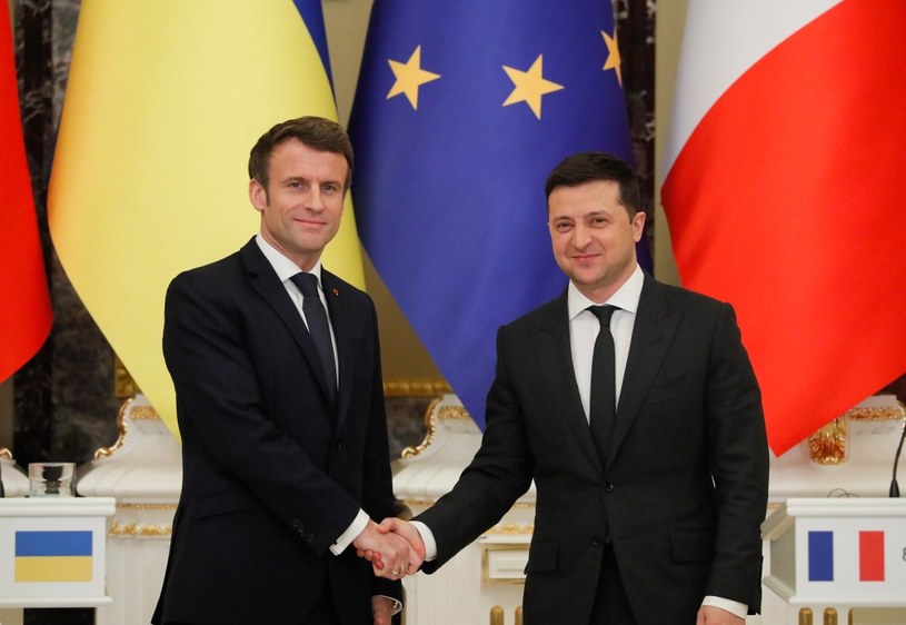 Francuski przywódca Emmanuel Macron spotkał się w Kijowie z prezydentem Ukrainy Wołodomyrem Zełenskim /PAP/EPA/SERGEY DOLZHENKO /PAP