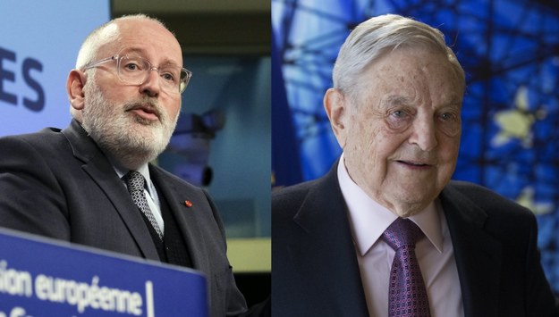 Frans Timmermans i George Soros /OLIVIER HOSLET /PAP/EPA