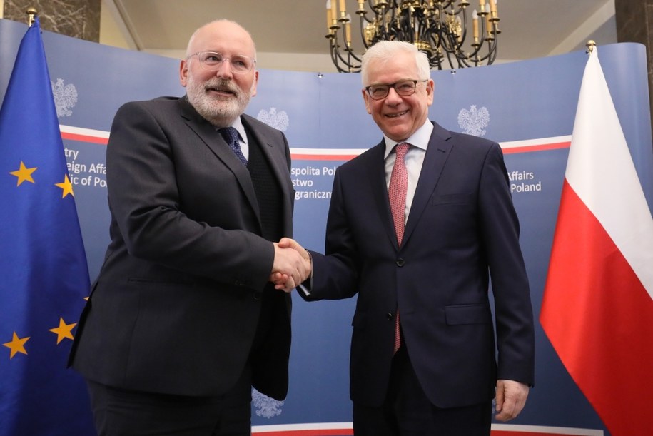 Frans Timmermans i Jacek Czaputowicz /Paweł Supernak /PAP