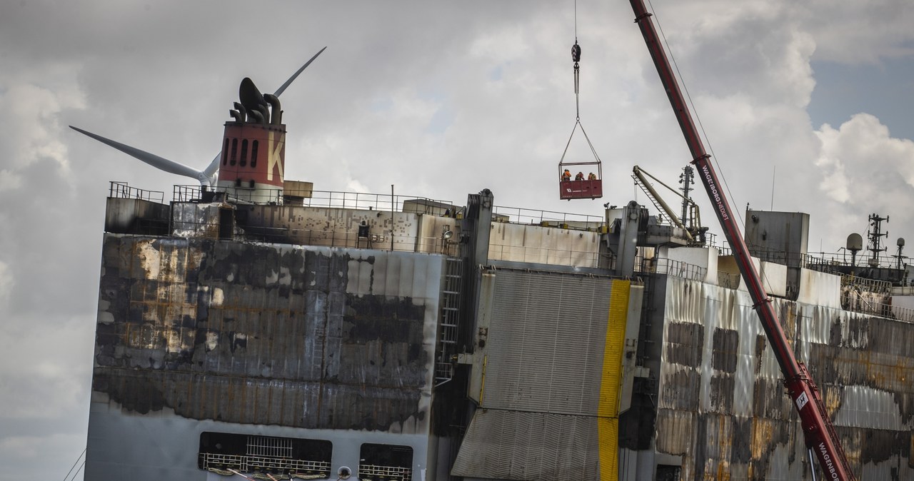 Fremantle Highway stoi w holenderskim porcie, a na pokład wchodzą ekipy inspekcyjne /AFP