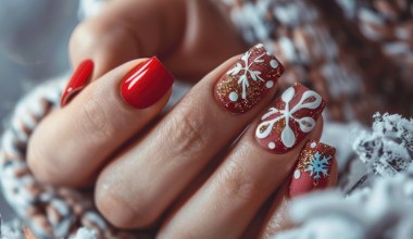 French manicure ze świątecznym twistem. Klasyka spotyka magię Bożego Narodzenia