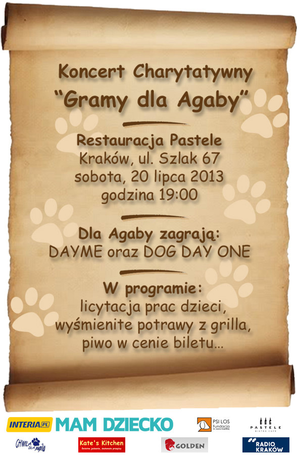 Fundacja Psi Los organizuje koncert charytatywny "Gramy dla Agaby" /INTERIA.PL