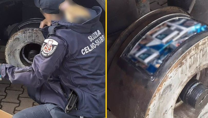 Funkcjonariusze Służby Celno-Skarbowej z Oddziału Celnego w Bezledach ujawnili próbę przemytu papierosów bez polskich znaków akcyzy. /Izba Administracji Skarbowej w Olsztynie /Służba Celna