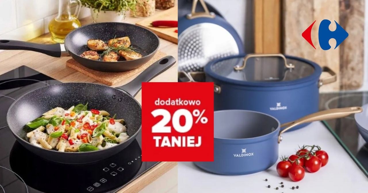 Garnki i patelnie Zwieger, Tefal, Gerlach i MG Home w promocji! 20% rabatu na wybrane produkty. Sprawdź, zanim znikną! /Carrefour Polska /INTERIA.PL