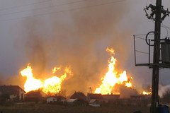 Gaszenie pożaru po wybuchu gazu w Jankowie Przygockim może potrwać do rana