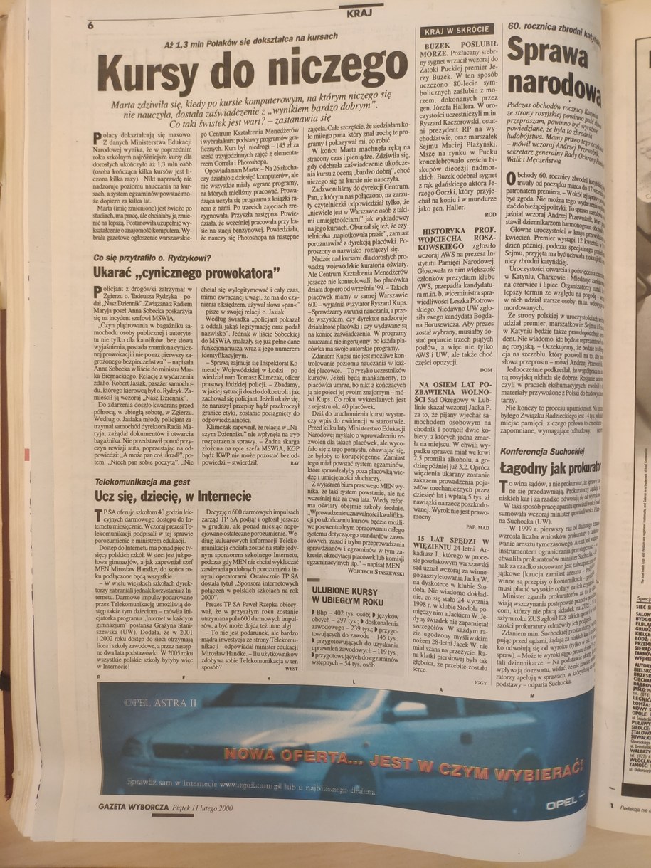 Gazeta Wyborcza, 11.02.2000 /Wojewódzka Biblioteka Publiczna w Krakowie /