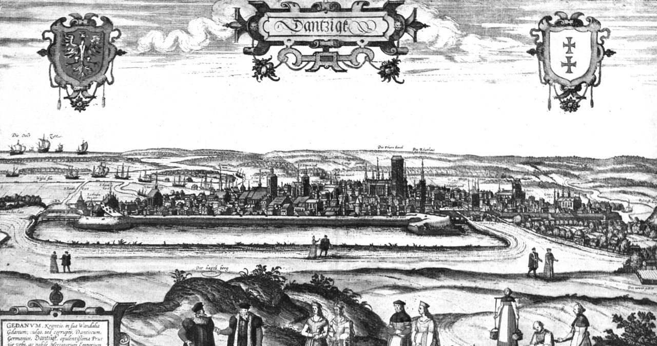 Gdańsk, miedzioryt do "Civitates orbis terrarum”, 1572 r. /Georg Braun i Frans Hogenberg /Agencja FORUM