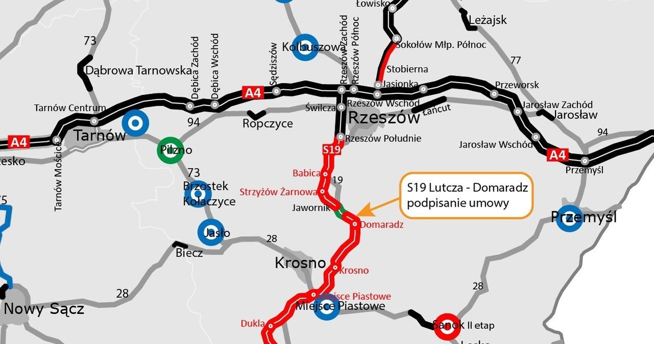 GDDKiA podpisała umowę na realizację odcinka S19 Lutcza - Domaradz, przedostatniego fragmentu tej trasy na Podkarpaciu. /GDDKiA