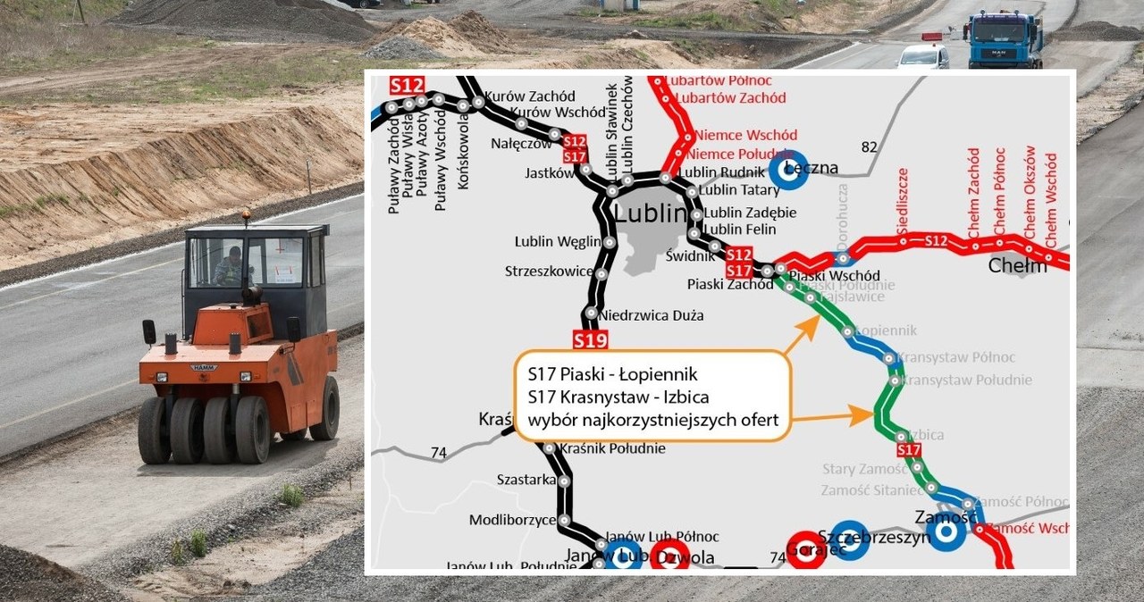 GDDKiA wybrała najkorzystniejsze oferty na realizację dwóch odcinków drogi ekspresowej S17. /PIOTR DZIURMAN/REPORTER/ East News/ GDDKiA /