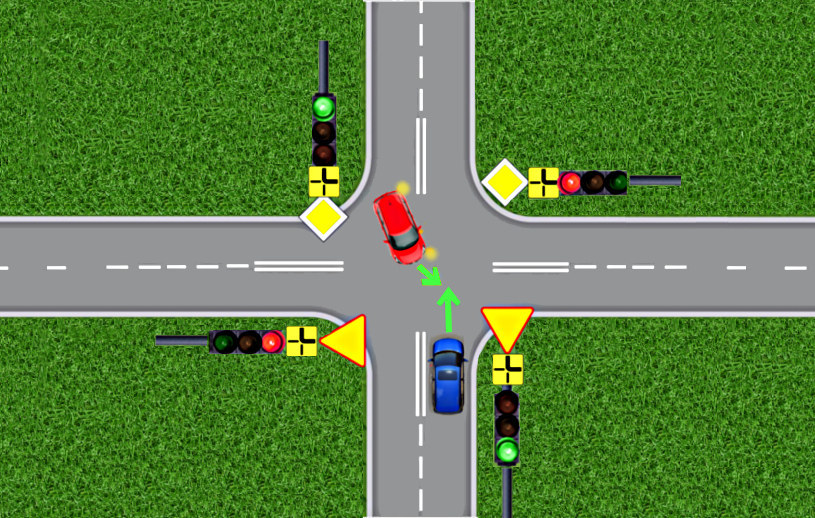 Gdy na skrzyżowaniu działa sygnalizacja świetlna znaki przestają mieć znaczenie /INTERIA.PL